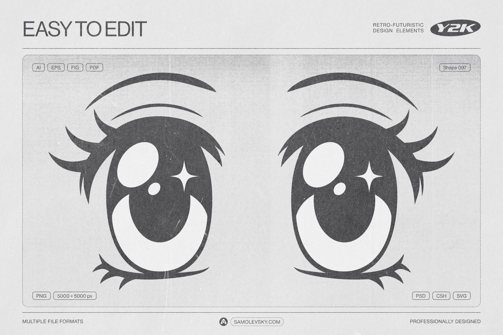 190 Y2K Vector Shapes and Design Elements Pack Vol. 2
