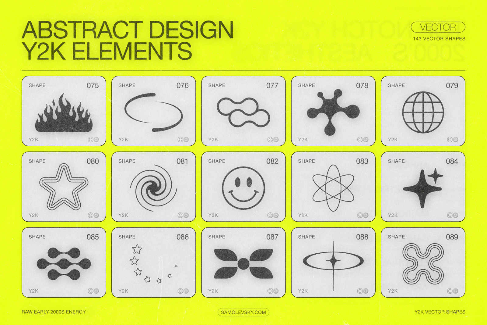 190 Y2K Vector Shapes and Design Elements Pack Vol. 2