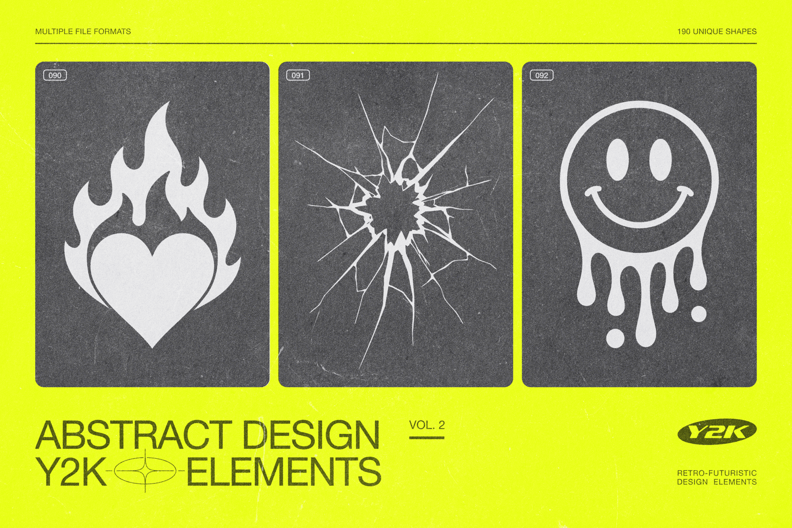 190 Y2K Vector Shapes and Design Elements Pack Vol. 2