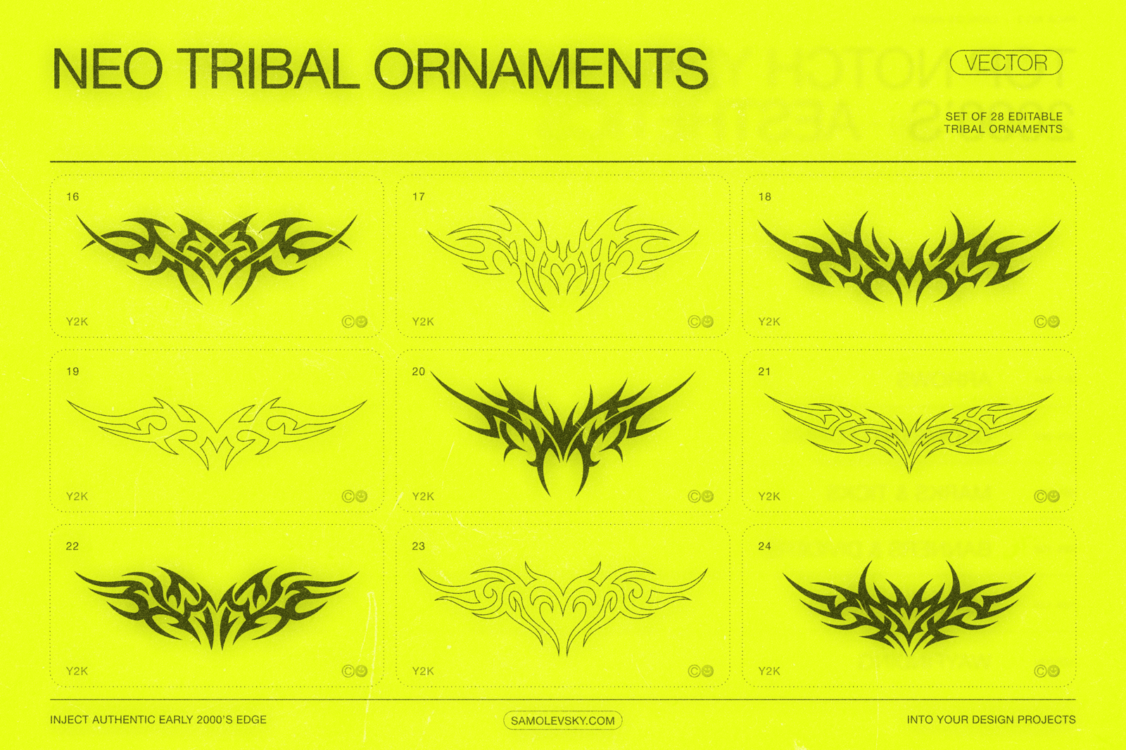 190 Y2K Vector Shapes and Design Elements Pack Vol. 2