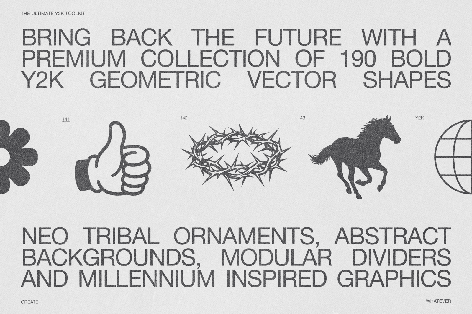 190 Y2K Vector Shapes and Design Elements Pack Vol. 2