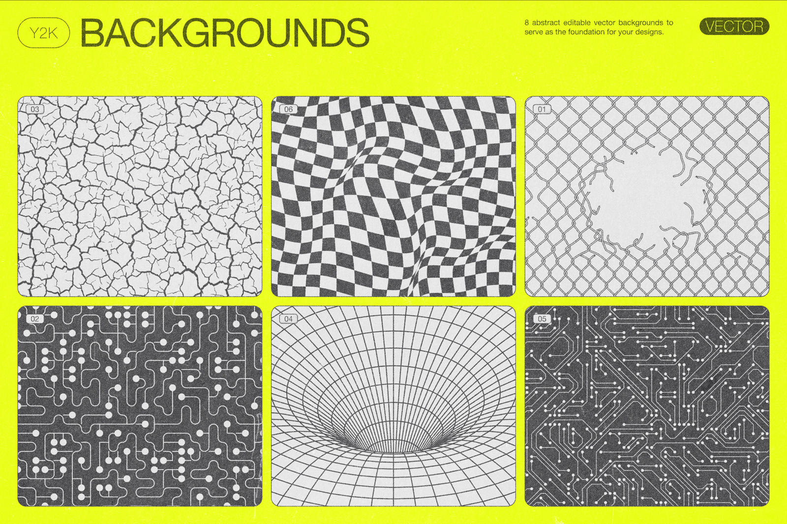 190 Y2K Vector Shapes and Design Elements Pack Vol. 2