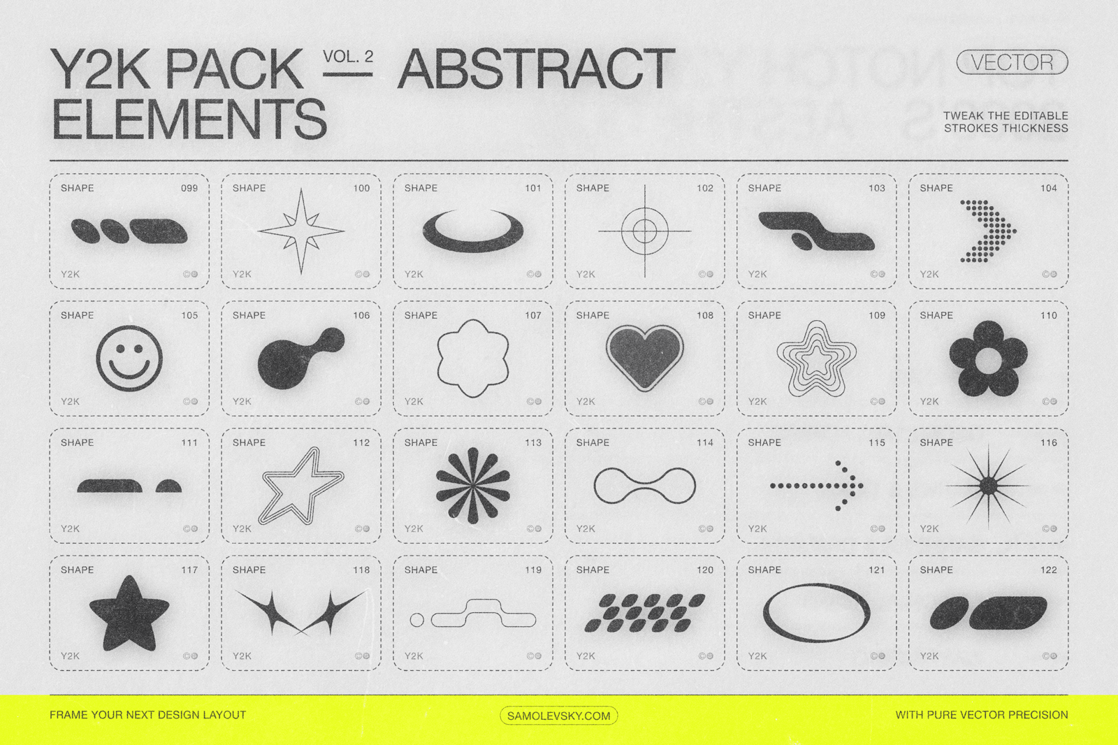 190 Y2K Vector Shapes and Design Elements Pack Vol. 2