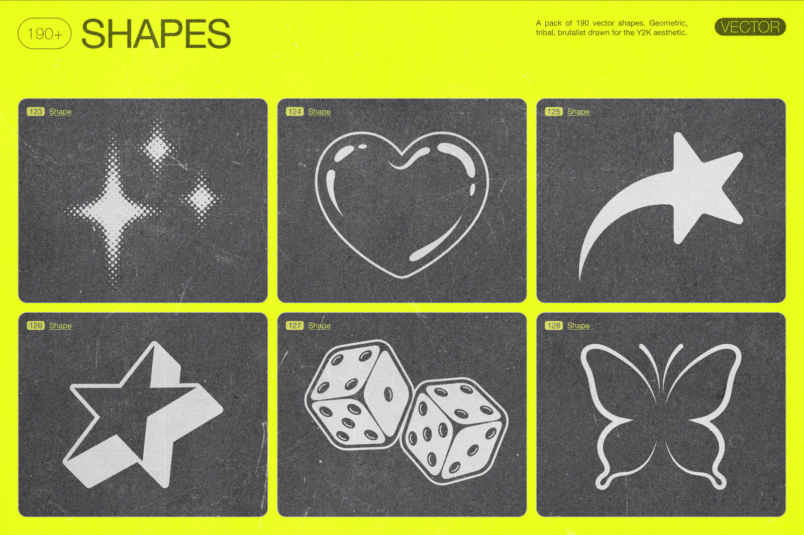 190 Y2K Vector Shapes and Design Elements Pack Vol. 2