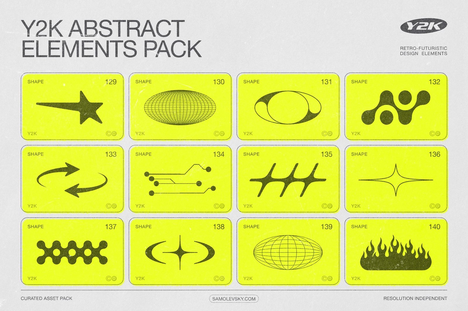 190 Y2K Vector Shapes and Design Elements Pack Vol. 2