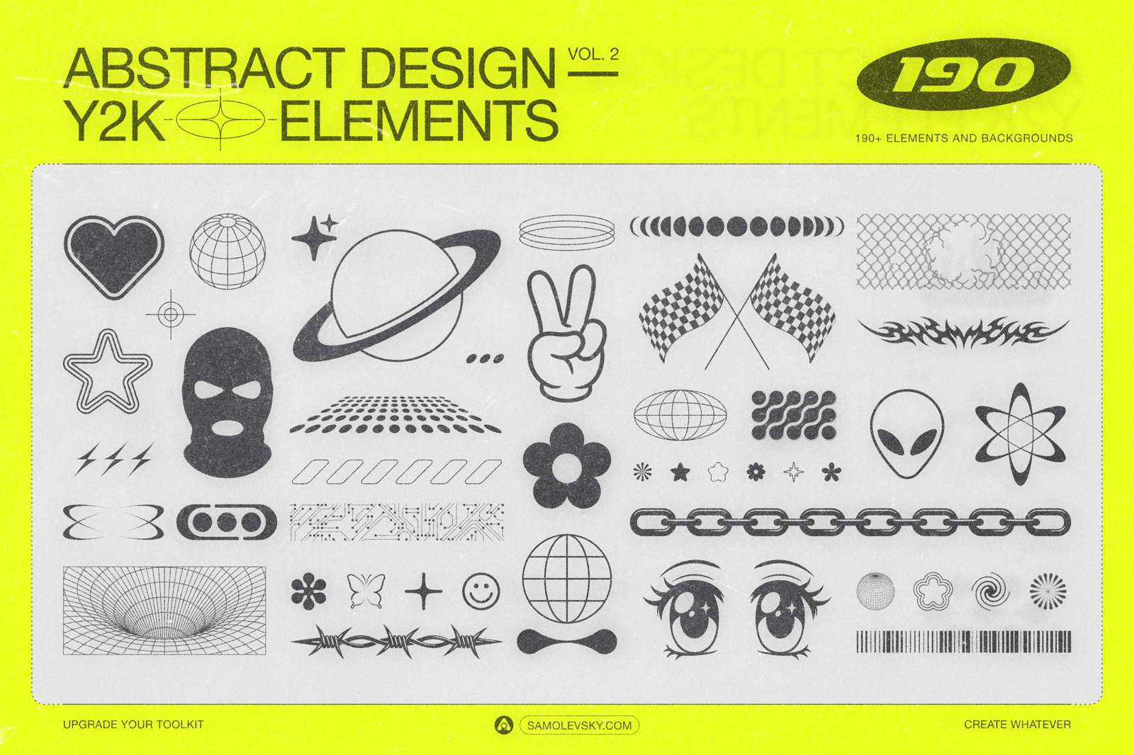 190 Y2K Vector Shapes and Design Elements Pack Vol. 2