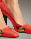 Block Heel Pumps on Woman's Legs Mockup