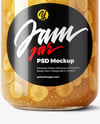 Glass Jar with White Grape Jam Mockup