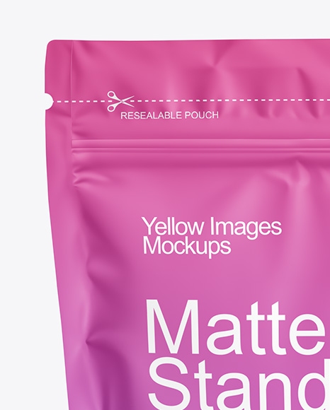 Matte Plastic Stand-up Pouch with Powder Scoop Mockup