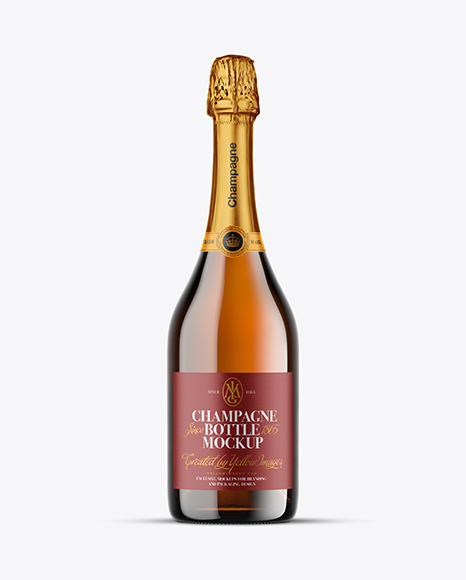 Amber Glass Champagne Bottle Mockup
