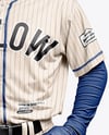 Black Man Wearing a Full Baseball Kit with Bat Mockup