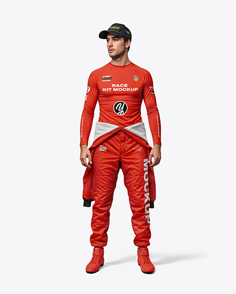 Man Wearing Racing Kit Mockup - Kit mockup psd