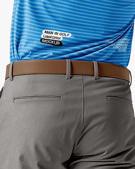 Man Wearing Golf Shirt and Shorts Mockup