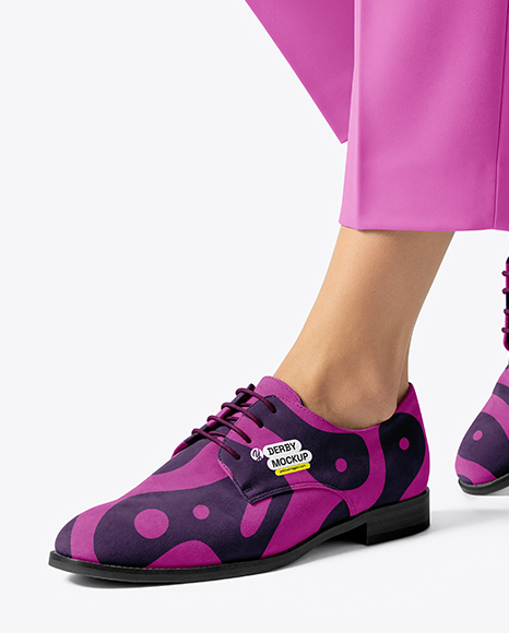 Suede Derby with Trousers on Women's Legs Mockup