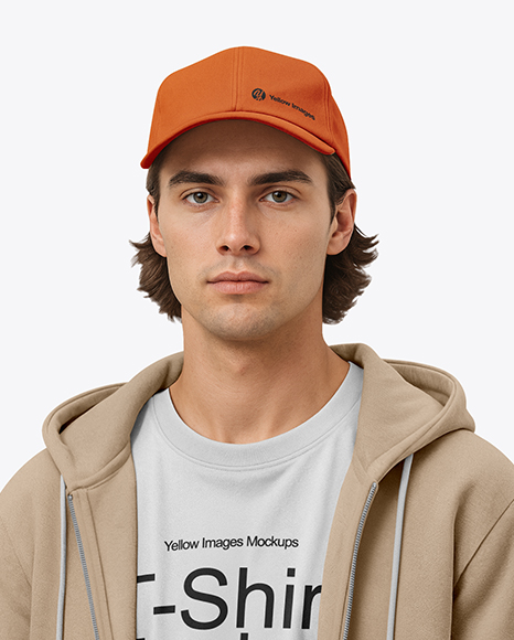 Young Man Wearing Hoodie and Holding Skateboard Mockup