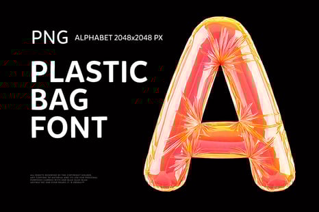 Plastic Bag Font: Geometric 3D Alphabet PNG - Kid font