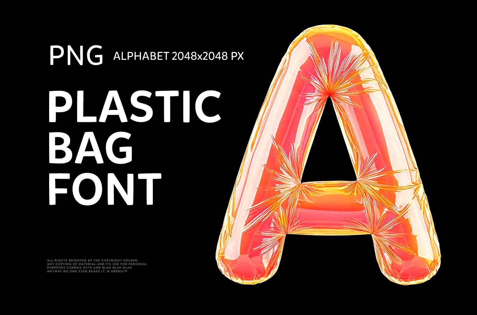 Plastic Bag Font: Geometric 3D Alphabet PNG