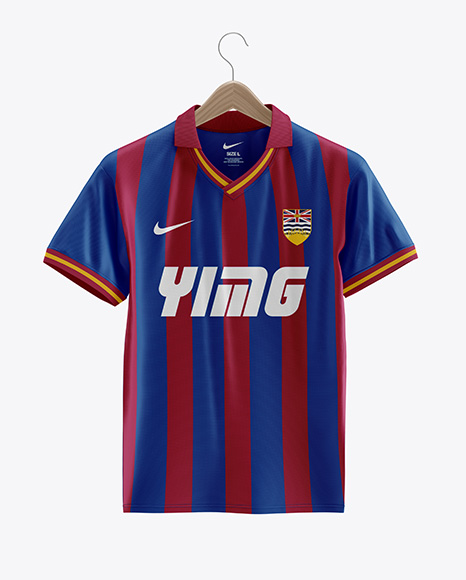 Soccer Polo Jersey on a Wooden Hanger Mockup