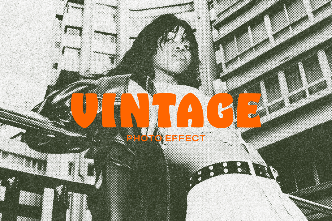 Retro Postcard Halftone Photo Effect