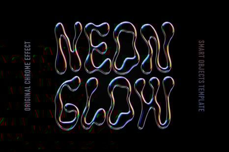 Neon Glow Chrome Text & Logo Effect - Chrome effect