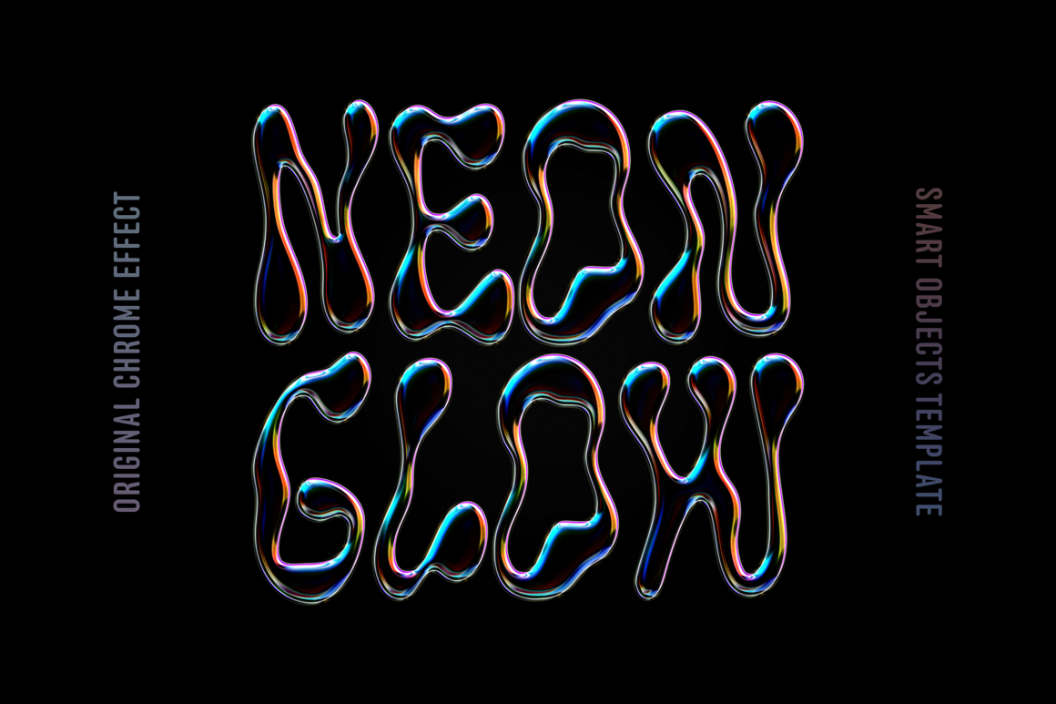 Neon Glow Chrome Text &amp; Logo Effect