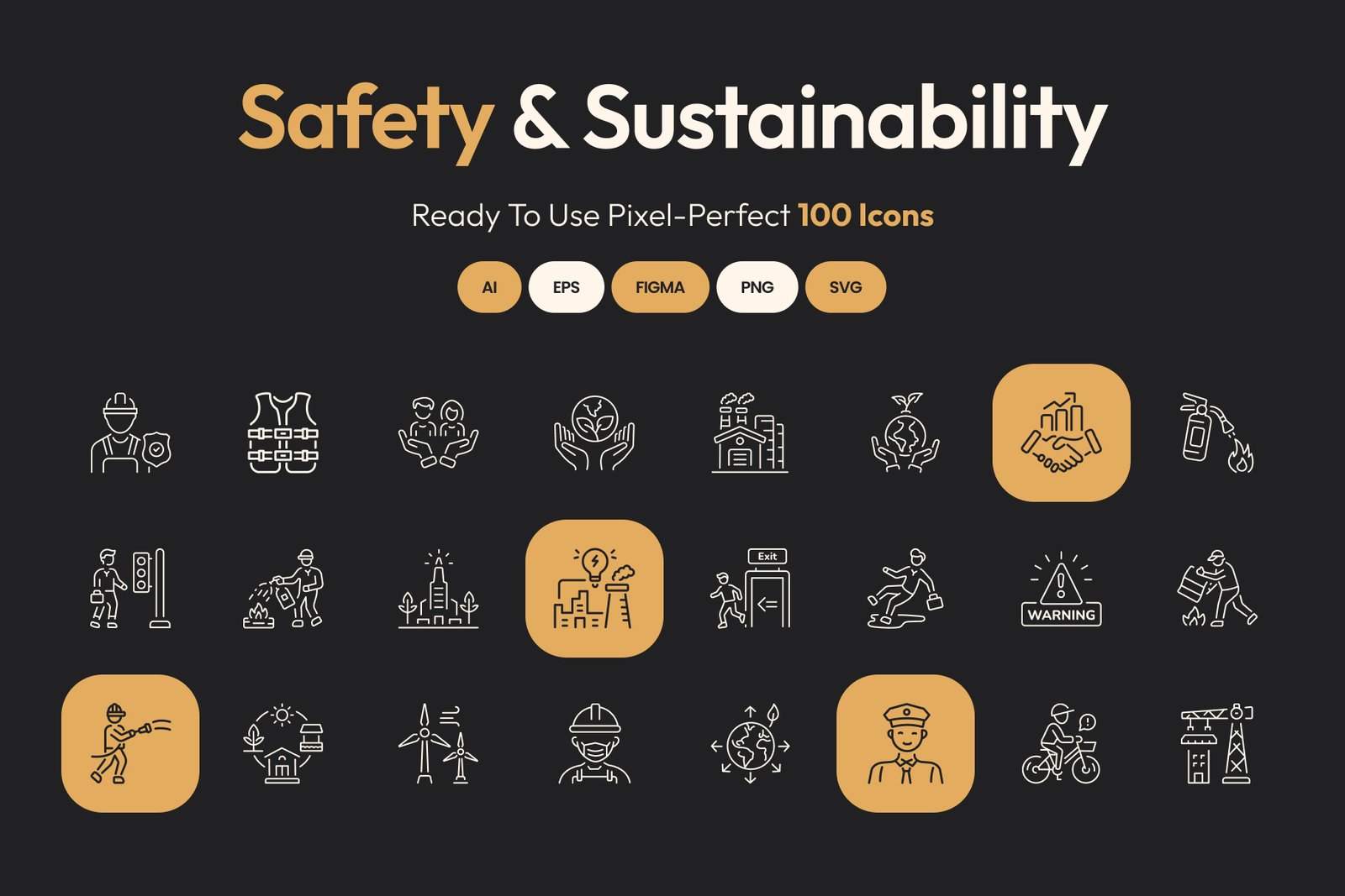 Safety and Sustainability Icon Set