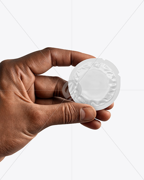 Matte Condom Packaging in a Hand Mockup