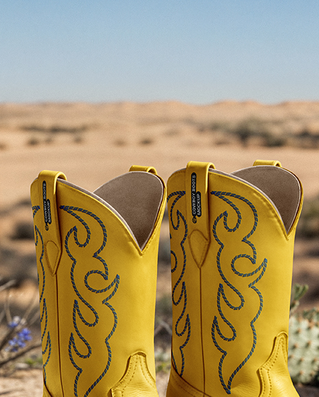 Pair of Women's Cowboy Boots Mockup