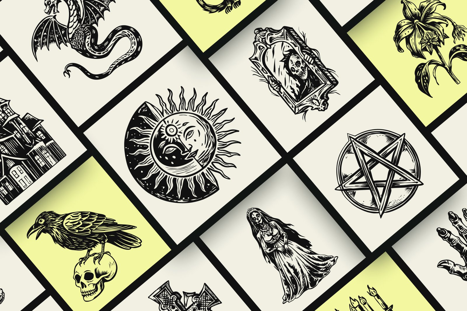 Vintage Gothic Illustration Art Set