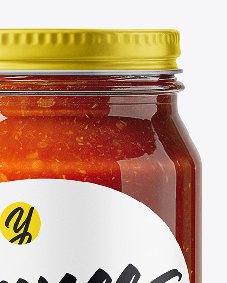 Glass Jar with Pizza Sauce Mockup