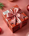 Christmas Present Box with Pink Bow Mockup