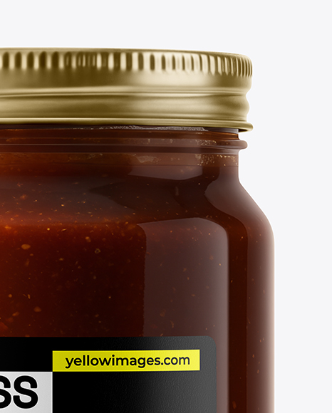 Clear Glass Jar with Barbecue Sauce Mockup