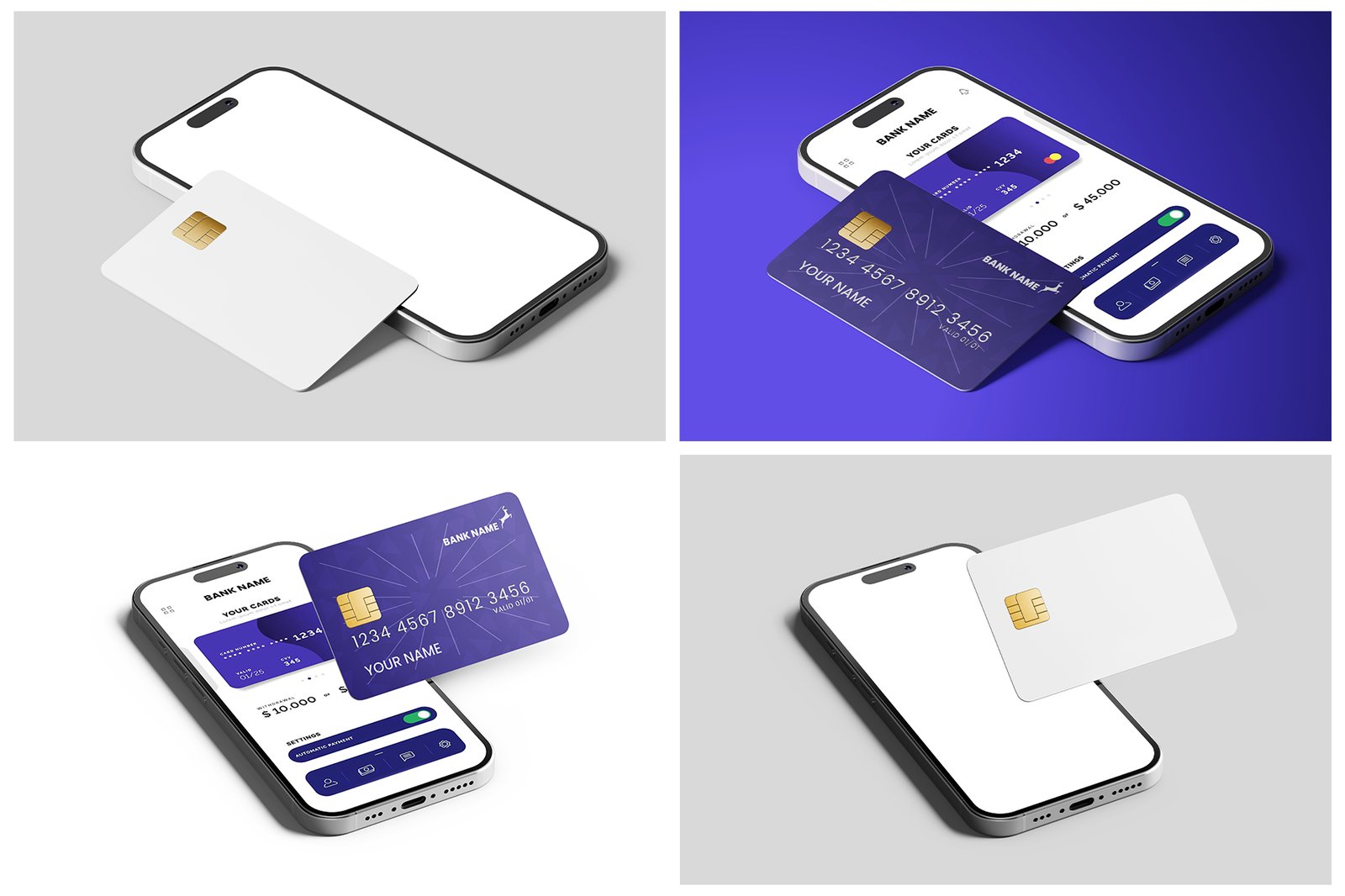 ATM Bank Card with iPhone 16 Mockup Set