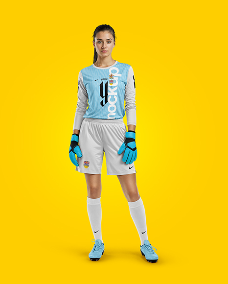 Female Soccer Goalkeeper Wearing Long Sleeve Jersey Mockup