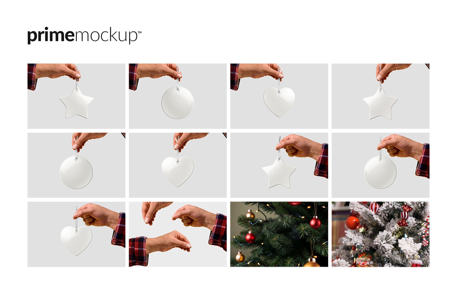 Hand Holding Christmas Ceramic Ornaments Mockup Scene