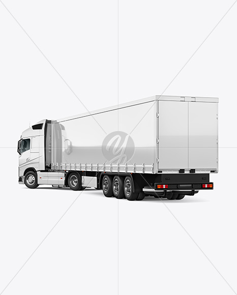 Semi Trailer Truck Mockup - Back Half Side View