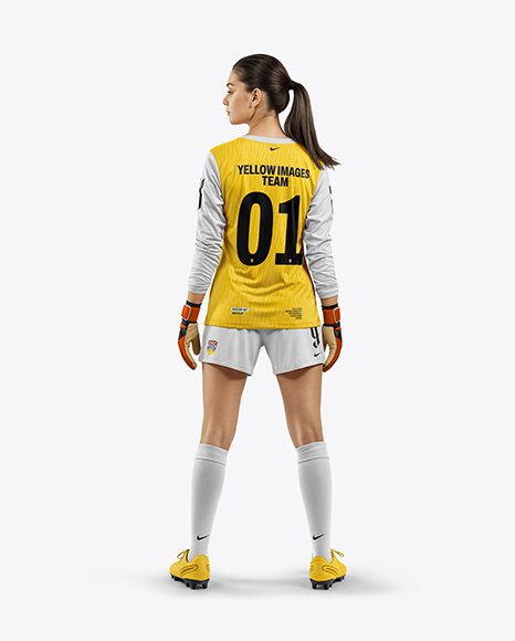 Female Soccer Goalkeeper Wearing Long Sleeve Jersey Mockup - Crew neck mockup