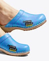 Pair of Clogs on Woman's Legs Mockup