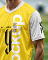 Soccer Player Wearing a Jersey and Shorts at the Stadium Mockup