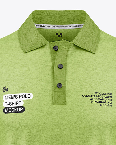 Men's Heather Long Sleeve Polo Shirt Mockup - Front View