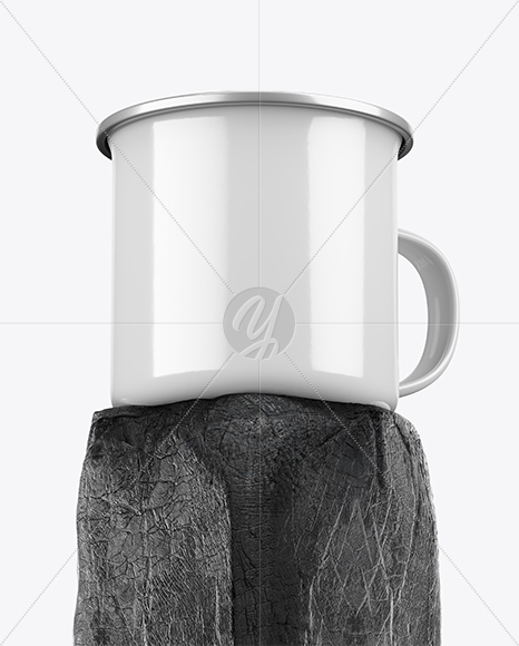 Camper Mug on Burnt Wood Mockup
