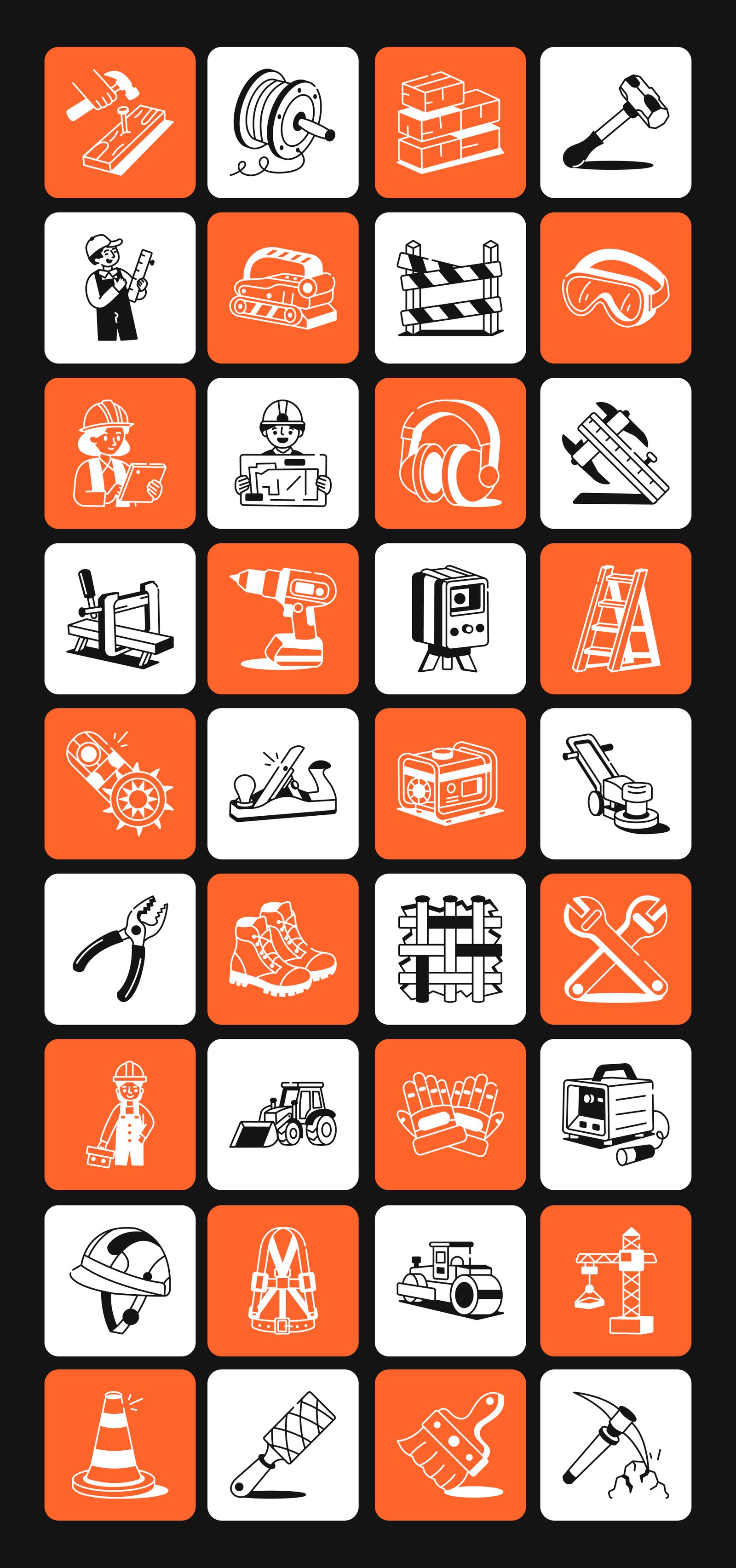 Construction Drawings Illustration Set