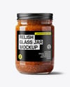 Clear Glass Jar with Sweet Relish Sauce Mockup