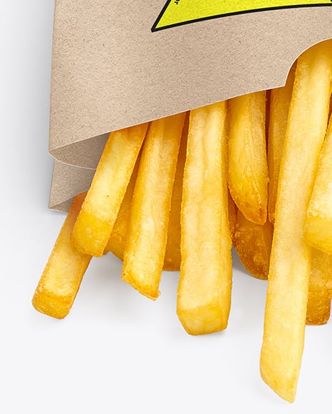 Kraft Paper Bag with French Fries Mockup