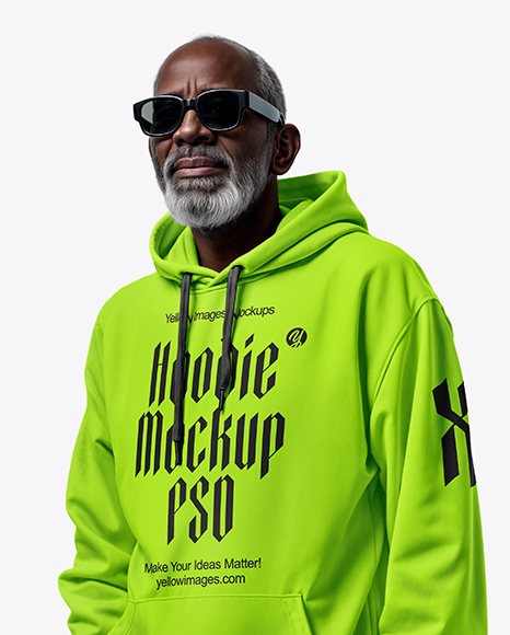 Elderly Black Man Wearing Hoodie and Sweatpants Mockup