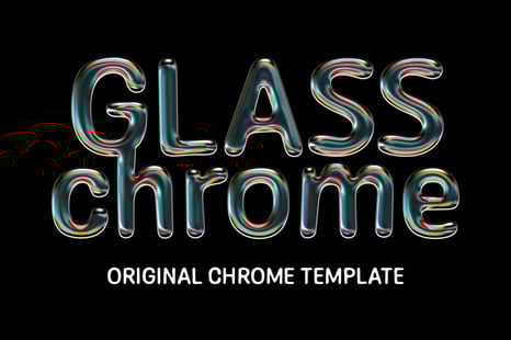 Iridescent Glass Chrome Text Effect - Chrome effect