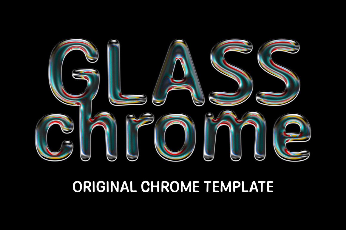 Iridescent Glass Chrome Text Effect