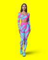 Woman Wearing a Long Sleeve Crop Top and Leggings Mockup