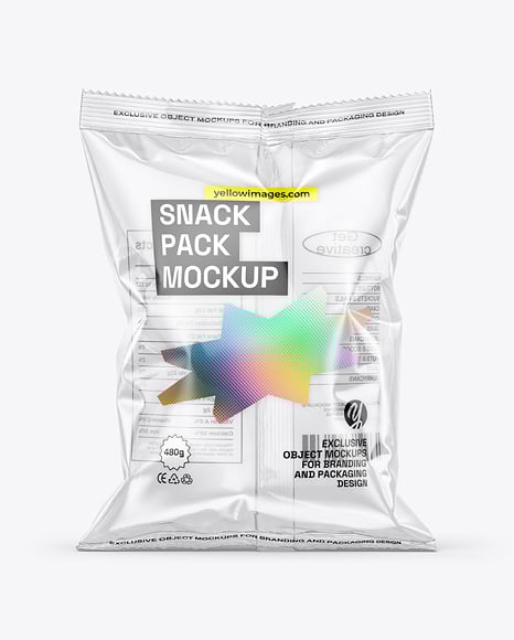 Transparent Clear Plastic Snack Bag Mockup