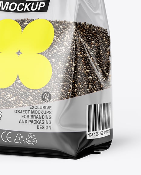 Transparent Package with Chia Seeds Mockup